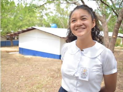 Student outside their school in Nicaragua